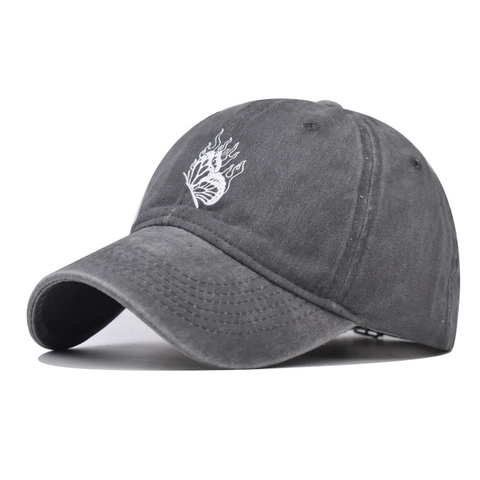 Cappello Da Baseball Cotone Lavato Farfalla Fiamma Ricamato Vintage Regolabile Cappello Sole Esterno Unisex