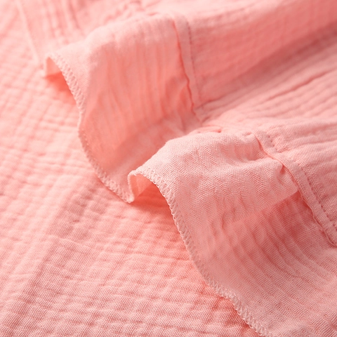 Soft Double Layer Muslin Cotton Baby Blanket With Ruffle Trim Breathable Crinkle Gauze Swaddle Wrap Stroller Cover Bath Towel For Newborn Infant