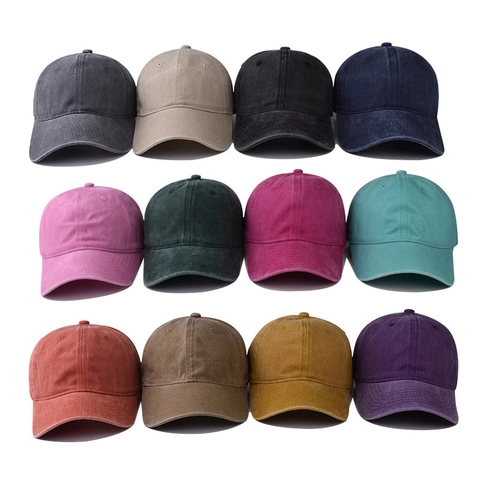 Hoge Kwaliteit Gewassen Katoen Honkbalpet Retro Distressed Effen Kleur Verstelbaar Outdoor Zonwering Dad Hat Mannen Vrouwen Sport Pet