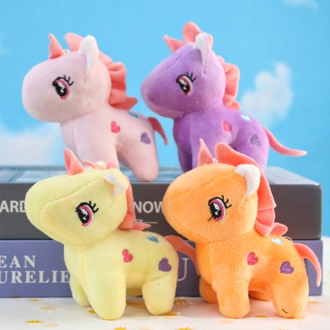 Portachiavi Unicorno Peluche Giocattolo Pony Morbido Con Ricamo A Cuore Ciondolo Per Borsa Colorato