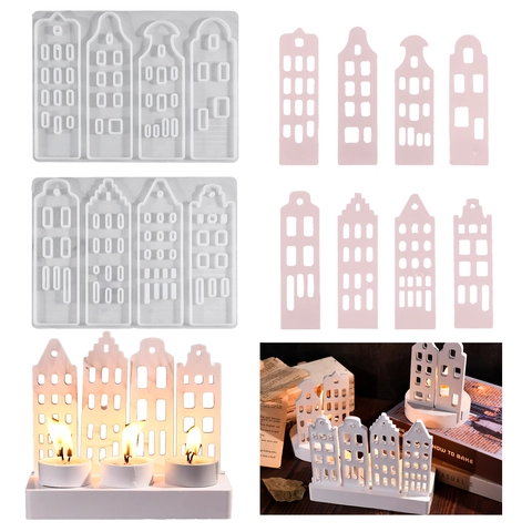 Europese Architectuur Huisvormige Siliconen Mal Voor DIY Kaarshouder Aroma Wax Gips Home Decor Knutselgereedschap