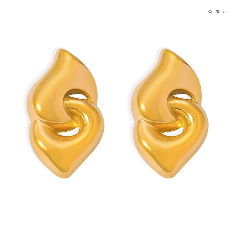 Pendientes de Aro Geométricos de Corazón de Acero de Titanio para Mujer Minimalistas Chapados en Oro PVD Joyería de Doble Capa