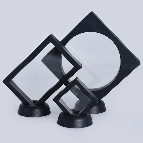 PE Film Suspended Jewelry Display Box Transparent Plastic Suspension Storage Case With Base For Rings Earrings Bracelets
