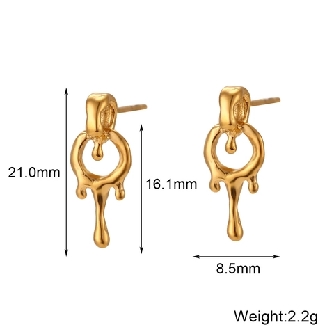 Minimalistische Roestvrijstalen Lava Fluid Hanger Ketting Oorbellen Set Vergulde Vloeibare Metalen Stijl Sieraden Voor Dames