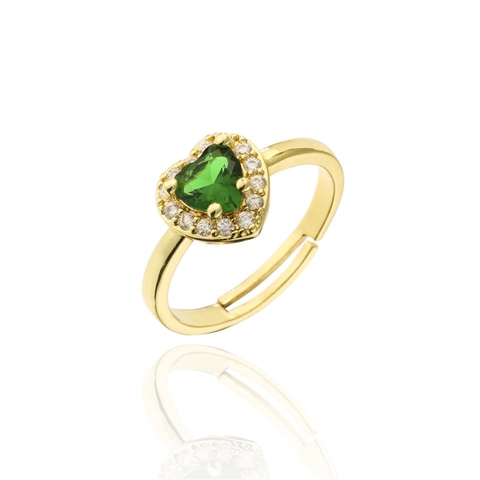 Hartvormige Micro Pave Zirkonia Ring Koper Verguld Open Verstelbare Ring Elegante Mode Sieraden Voor Dames