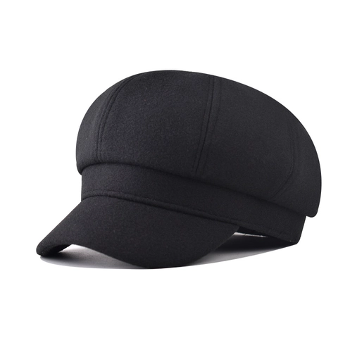 Vintage Newsboy Cap Octagonal Hat Woolen Felt British Style Solid Color Artist Painter Cabbie Hat For Men Women