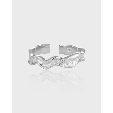 925 Sterling Silber Verstellbarer Ring Für Damen Unregelmäßige Wellenform Blasenstruktur Matte Oberfläche Minimalistisches Design
