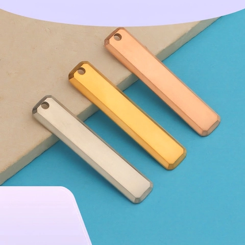 Rectangular Octagonal Bar Pendant 304 Stainless Steel DIY Jewelry Making Accessory Minimalist 3D Pillar Geometric Charm Smooth Surface