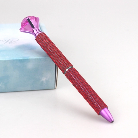 Penna A Sfera Di Lusso Con Punta In Diamante Grande E Strass Scintillanti Regalo Di Scrittura In Metallo