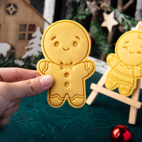Tagliabiscotti Omino Di Pan Zenzero Stampo Plastica Cartone Animato Forme Ragazzo E Ragazza Natale Fondant Strumenti Cottura