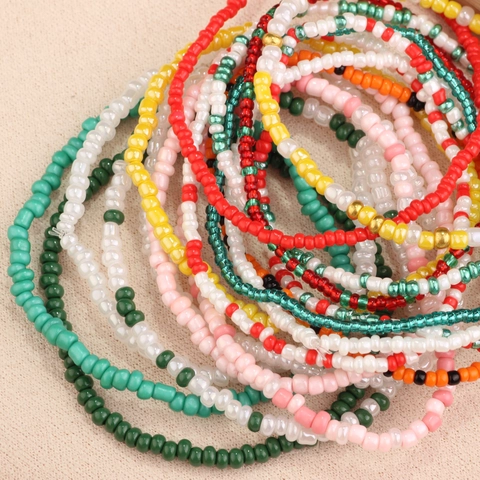 Handmade Colorful Seed Bead Bracelet Bohemian Multi Layer Shell Evil Eye Ethnic Beach Jewelry For Women Men Adjustable