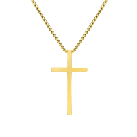 Collar Con Colgante De Cruz Acero Inoxidable Pulido Joyería De Fe Religiosa Para Hombre Estilo Hip Hop