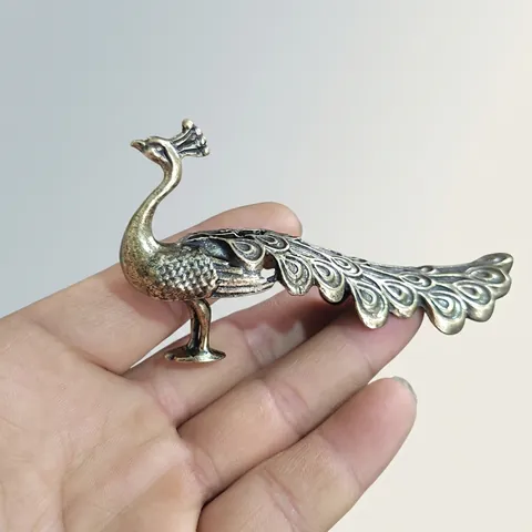 Antike Bronze Pfau Figur Legierung Schreibtisch Ornament Chinesischen Stil Dekorative Handwerk Für Haus Büro