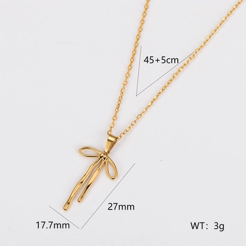 Collar Con Colgante De Lazo Acero Inoxidable 304 Galvanizado Cadena O Joyería Elegante Minimalista Para Mujer