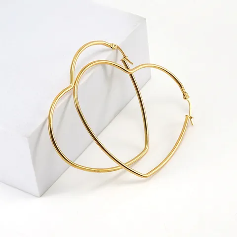 Orecchini A Cerchio A Forma Di Cuore In Acciaio Inossidabile Placcato Oro Minimalista Gioielli Da Donna