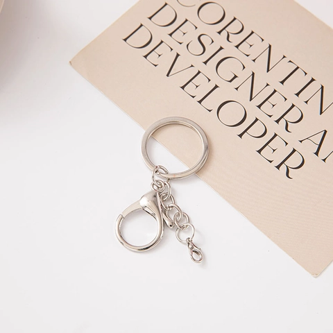 Zinc Alloy Keychain DIY Accessories Lobster Clasp Round Key Ring With 4 Link Chain And Eye Pins For Bag Pendant Jewelry Making