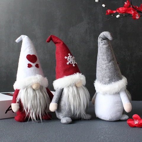 Gnomo di Natale Nordico Bambola di Peluche Senza Volto Babbo Natale Ornamento da Tavolo Motivo Fiocco di Neve Cuore Stella Decorazione Casa Festa