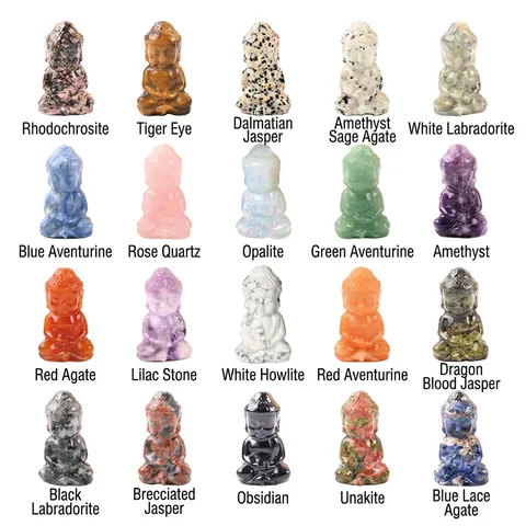 Mini Boeddhabeeld Natuurlijk Kristal Edelsteen Figuur Desktop Zen Ornament Huis Kantoor Decoratie Meditatie Cadeau