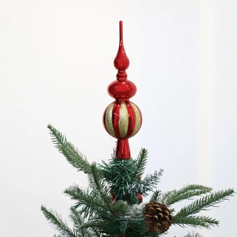 Christmas Tree Topper Plastic Electroplated Spire Tree Top Decoration With Glitter Stripes For Holiday Home Party Decor