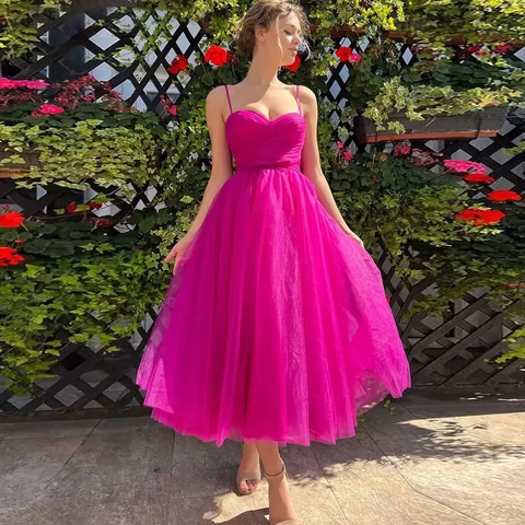 Vestito In Tulle A Bretelle Sottili Scollo A Cuore Corpetto Arricciato Linea A Festa Serale Ballo Di Fine Anno Gala Elegante Donna