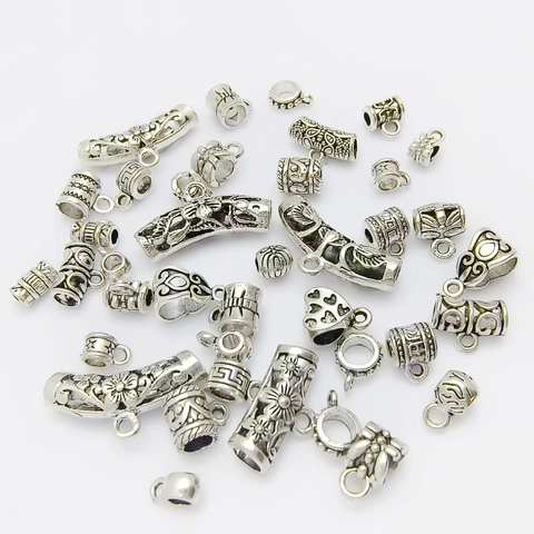 Vintage Legierung Tibetisch Silber Finish Schlaufen Verbinder Zwischenperlen Für DIY Armband Halskette Retro Ethnische Anhänger