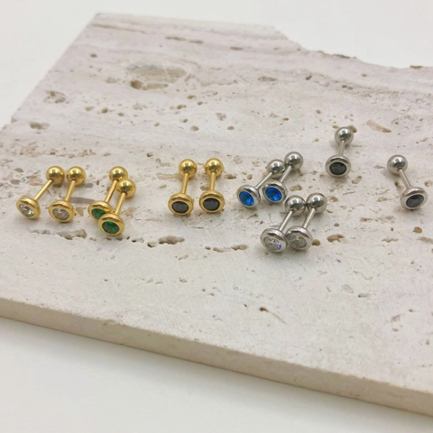 Pendientes De Acero Inoxidable Circonita Mancuerna Cierre De Rosca Cartílago Piercing Moda Joyería Unisex
