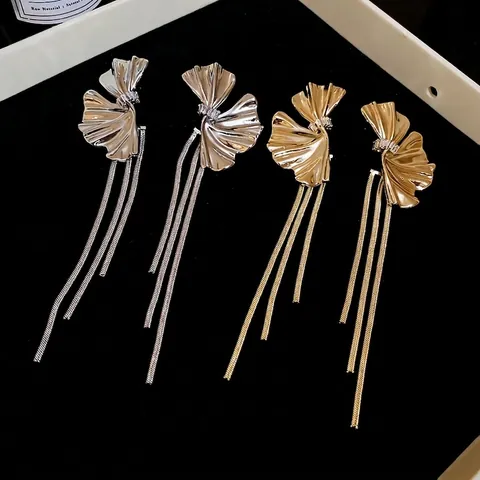 Orecchini A Nappa Foglia Di Ginkgo Gioielli In Lega Di Zircone Con Perno In Argento Sterling 925 Per Donna Lunghi Moda