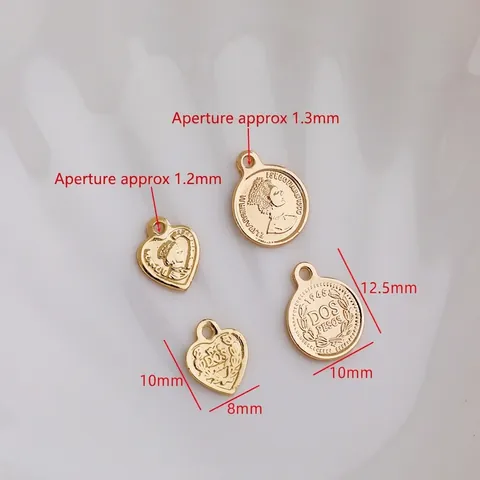 Vintage Portrait Pendant 14K Gold Plated Copper Queen Coin Heart Round Charm DIY Jewelry Making Accessory