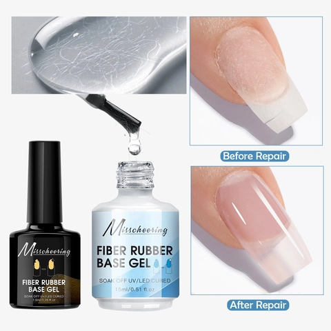 Nagel Vezel Rubber Base Gel Voor Reparatie En Versterking Van Gebroken Nagels Soak Off UV LED Professionele Manicure