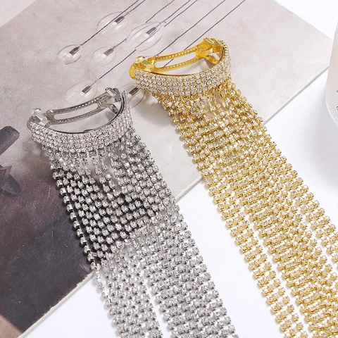 Eleganter Haarclip Mit Langen Quasten Und Strasssteinen Pferdeschwanzhalter Funkelnder Haarschmuck Für Damen Party
