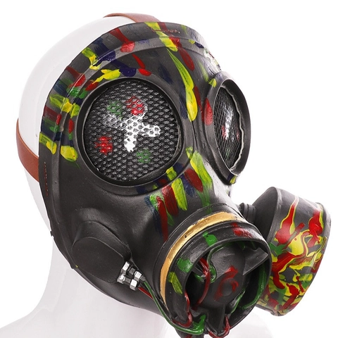 Máscara De Gas De Látex Halloween Pintura Salpicada Steampunk Cyberpunk Accesorio De Fiesta Cosplay Gorro Decorativo Carnaval