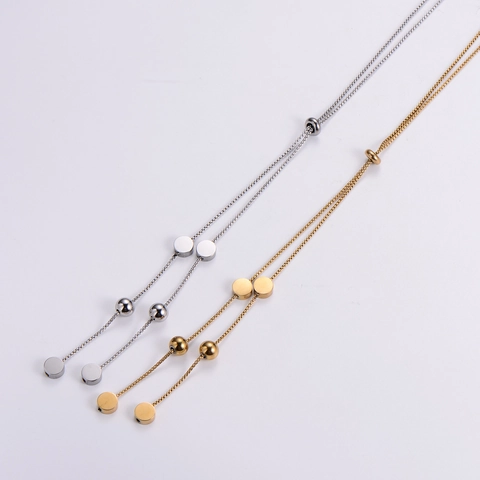 Collana Nappa A Forma Di Y Regolabile Acciaio Inossidabile 316L Fascino Perla Tonda Catena A Scatola Gioielli Minimalisti