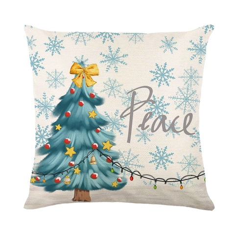 Fundas De Cojín De Navidad Textura De Lino Fundas De Almohada Decorativas Para Sofá Sala De Estar Estampado Festivo