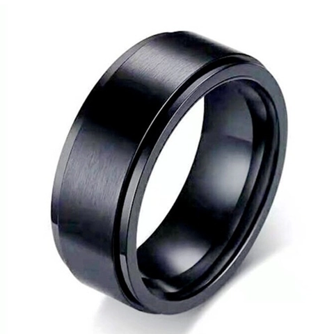 Stainless Steel Rotatable Spinner Ring For Men Women Matte Brushed Anxiety Relief Band Ring Geometric Fashion Jewelry