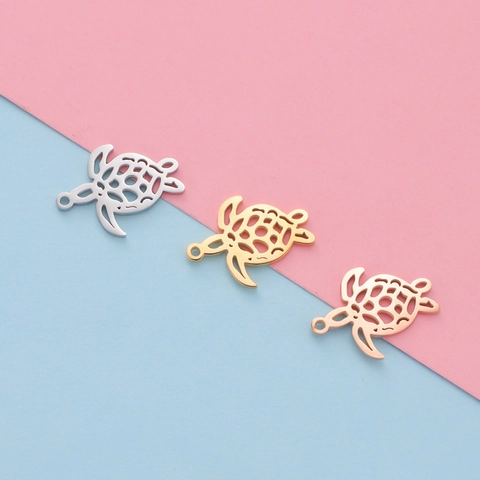 Colgante De Tortuga Marina Forma De Animal Hueca Acero Inoxidable 304 Pulido Espejo Accesorio De Joyería DIY