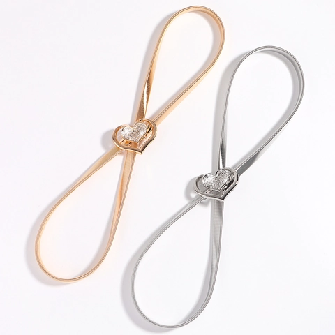 Elastic Metal Waist Chain Belt Women Alloy Rhinestone Artificial Pearl Heart Flower Buckle Dress Decoration Elegant Fashion Accessory