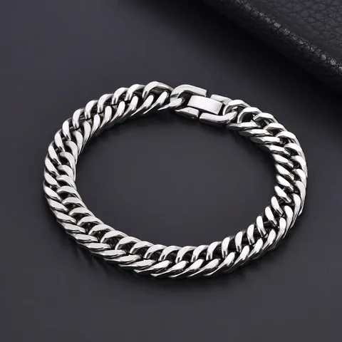Bracciale A Catena Cubana Acciaio Inossidabile Lucidato Catena Pesante Hip Hop Stile Di Strada Gioielli Per Uomini E Donne