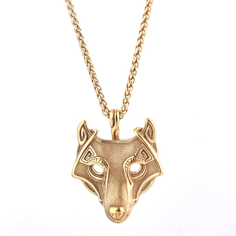 Wolfskopf Anhänger Halskette Edelstahl Wikinger Nordischer Stil Retro Punk Gothic Schmuck Für Herren Coole Accessoires