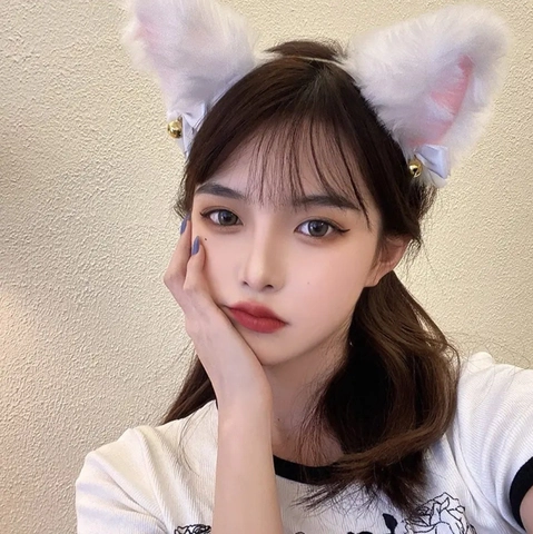 Plush Cat Ears Headband With Bell And Bowknot Cosplay Party Hair Accessories For Women Sweet Cute Novelty