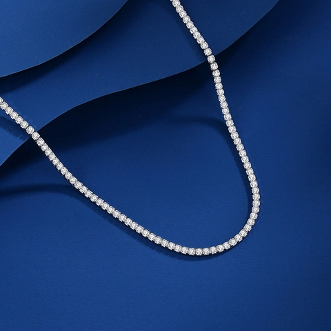 925 Sterling Silver Tennis Chain Necklace With Zircon Moissanite Hip Hop Fashion Jewelry For Men Women