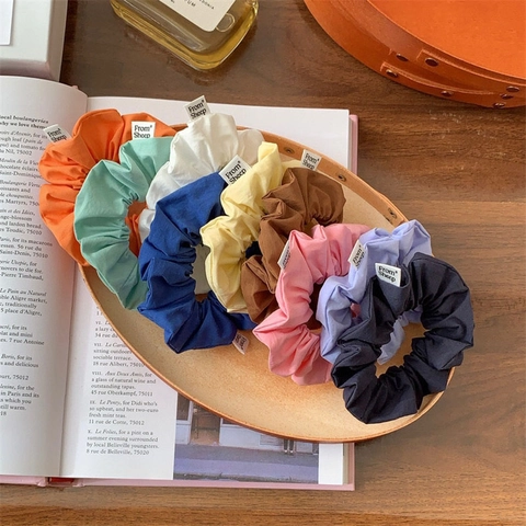 Solid Color Pleated Fabric Scrunchies High Elasticity Hair Ties Korean Style Aesthetic Hair Accessories For Women
