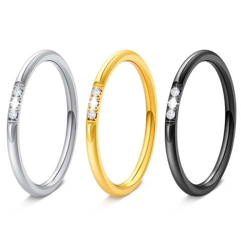 Minimalistischer Bandring 304 Edelstahl Mit Zirkonia Hochglanzpoliert Eleganter Modeschmuck Für Damen