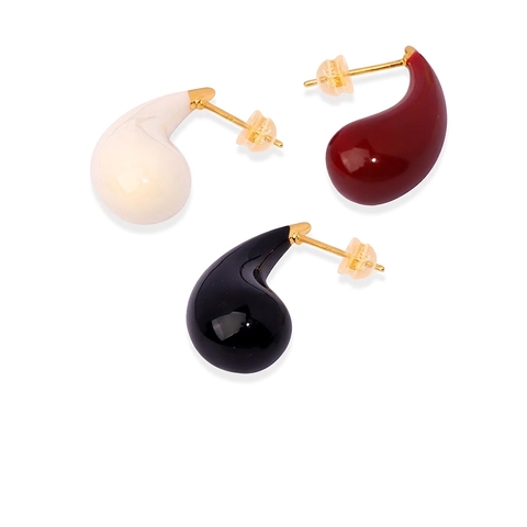 Copper Enamel Teardrop Stud Earrings Minimalist Waterdrop Shape Vintage Chic Elegant Fashion Accessory For Women