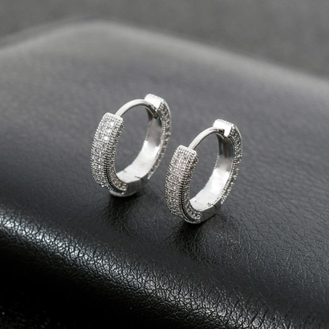 Kupfer Creolen Mit Pavé Zirkonia Hiphop Iced Out Rund Geometrisch Huggies Für Herren Und Damen