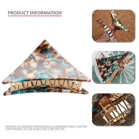 Triangle Hair Claw Clip Acetate Acrylic Marble Tortoise Shell Geometric Hairpin Minimalist Japanese Style Elegant Hair