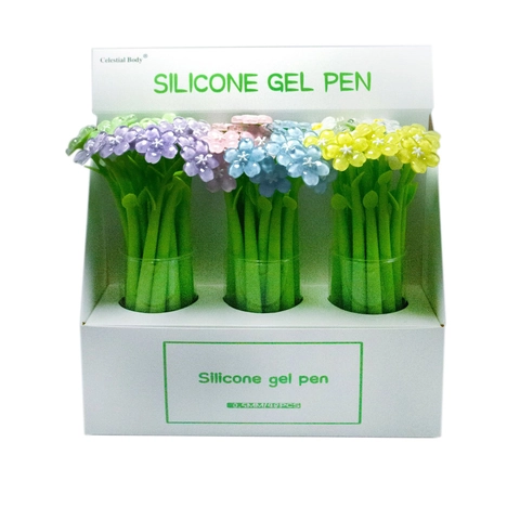 Cute Cartoon Silicone Gel Pen Creative Plant Flower Shape Signature Pen For School Office Supplies Novelty Stationery Gift