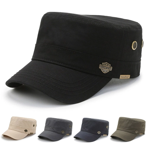 Chapeau Cadet Homme Casquette Militaire Toit Plat Ajustable Polyester Respirant Protection Solaire Sport Extérieur