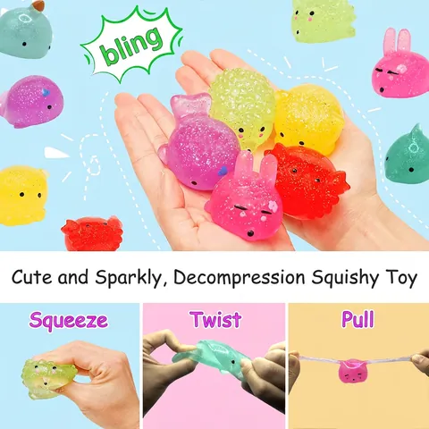 Animal Mochi Squishy Toys TPR Glitter Stress Relief Squeeze Toy For Kids Party Favors Translucent Soft Sensory
