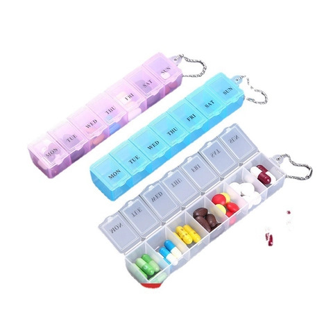 Organizzatore Settimanale Di Portapillole Portatile Scatola Per Medicinali In Plastica PP Trasparente Portapillole Da Viaggio Catena