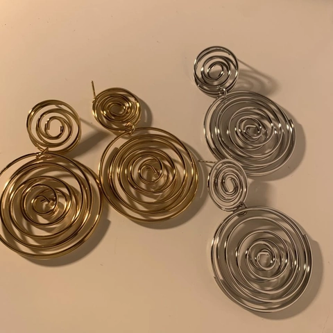 Edelstahl Spirale Ohrringe Doppelkreis Geometrische Hänger Schmuck Für Frauen Ins Stil Minimalistisch